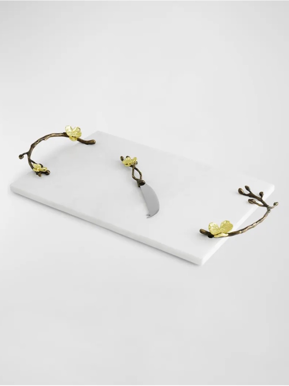 Michael Aram Gold and Bronze Floral Branch Serving Set cheese platter Brand New
